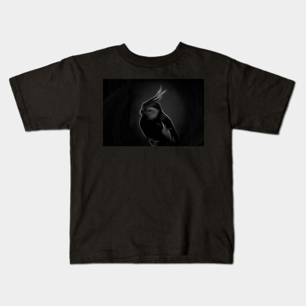 cockatiel - black white Kids T-Shirt by hottehue